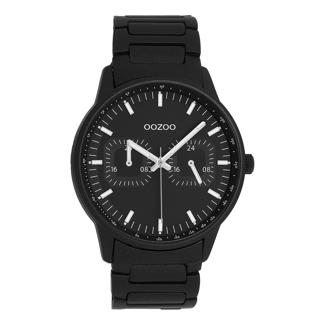 Black OOZOO watch with stainless steel bracelet - C11624